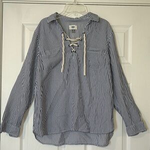 Old Navy Striped Lace-Up Blouse